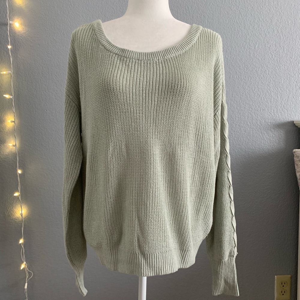 Mint cable sweater